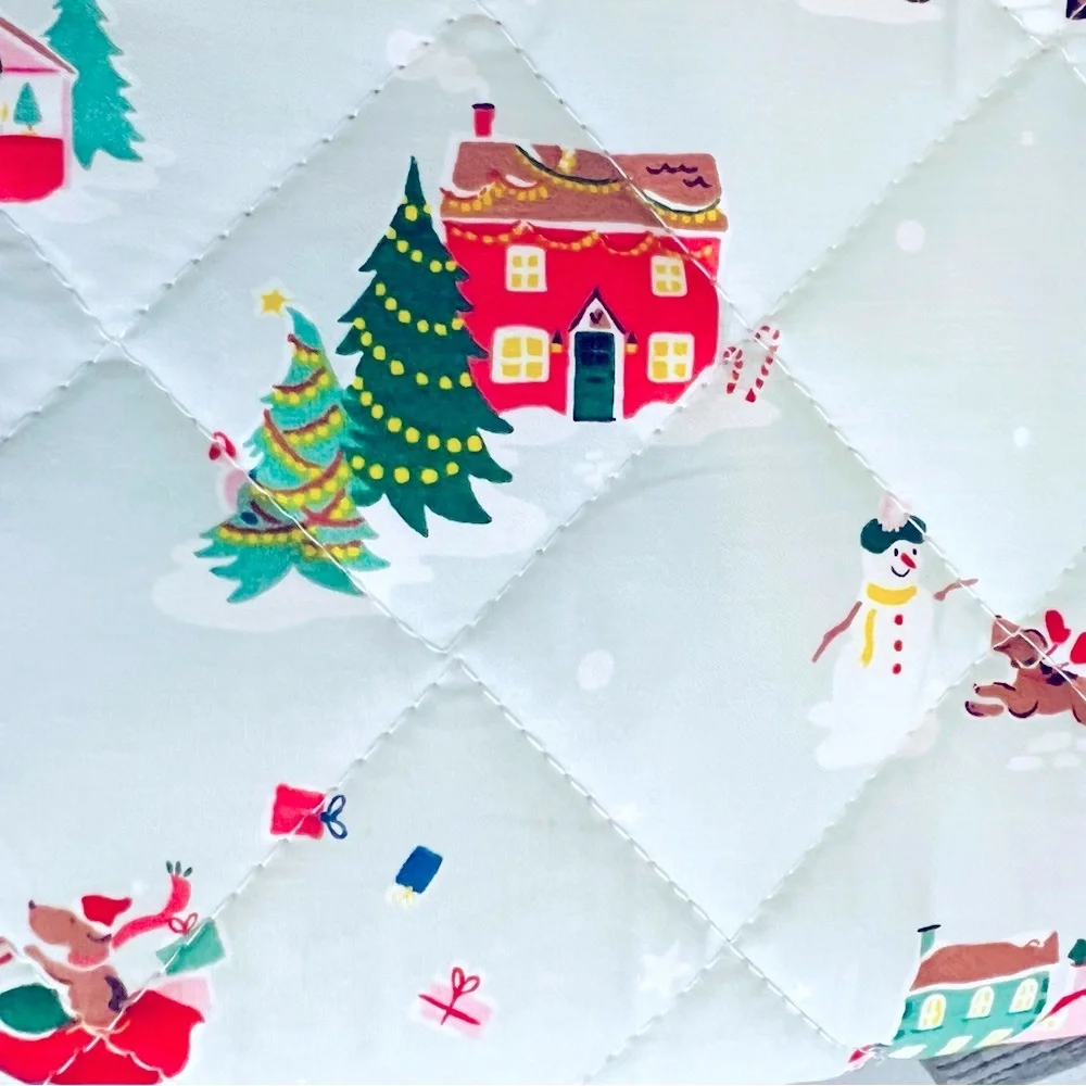 Cath Kidston® London Holidays SNOW DAY - DUCK EGG Cotton Quilt, Queen Size, NWT